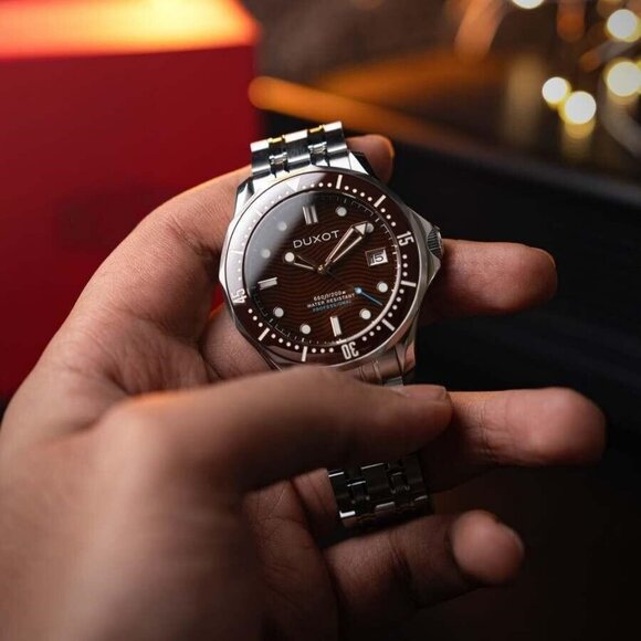 NWT Authentic Duxot Henri Diver Automatic Brown Dial Men's Watch - Picture 2 of 3